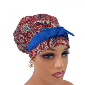 European Style Scrub Cap – Patriotic Paisleys