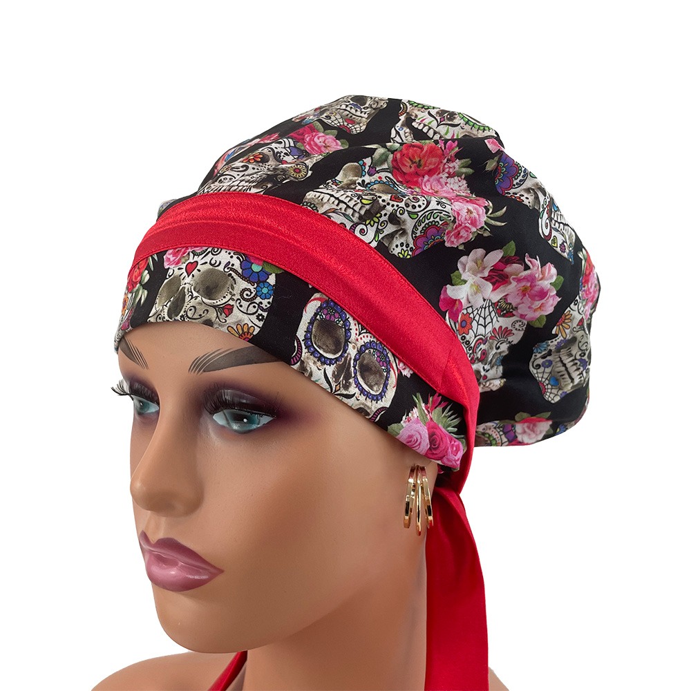 European Style Scrub Cap - Esperanza - Sugar Skulls and Flower Crowns - Image 9