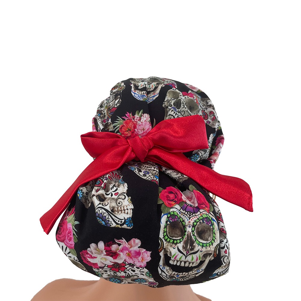 European Style Scrub Cap - Esperanza - Sugar Skulls and Flower Crowns - Image 5