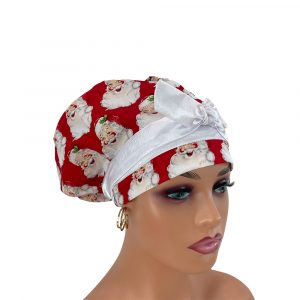 European Scrub Cap - Happy Xmas - Santa Baby - Lacquer Red