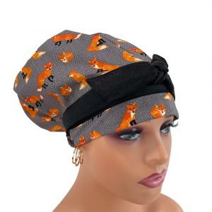 European Style Scrub Cap - Foxies Over Chevron