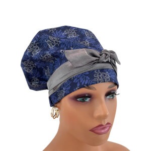 European Style Scrub Cap - Octopus in Dark Blue Metallic