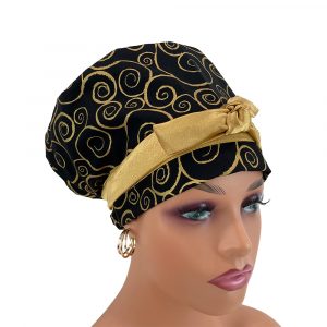 European Style Scrub Cap - Golden Swirls