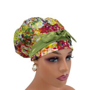 European Style Scrub Cap - Impressionist Floral in Multi