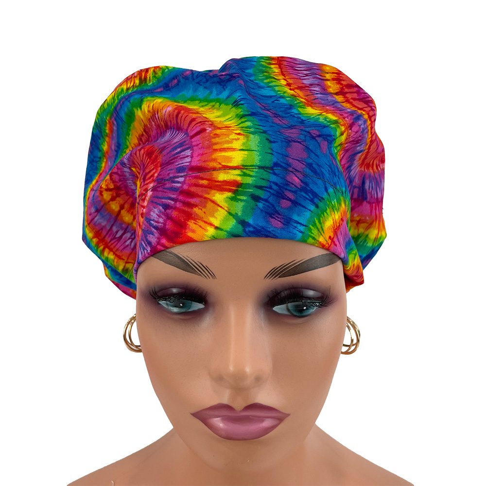 European Style Scrub Cap - Bright Spirals - Multi - Image 11