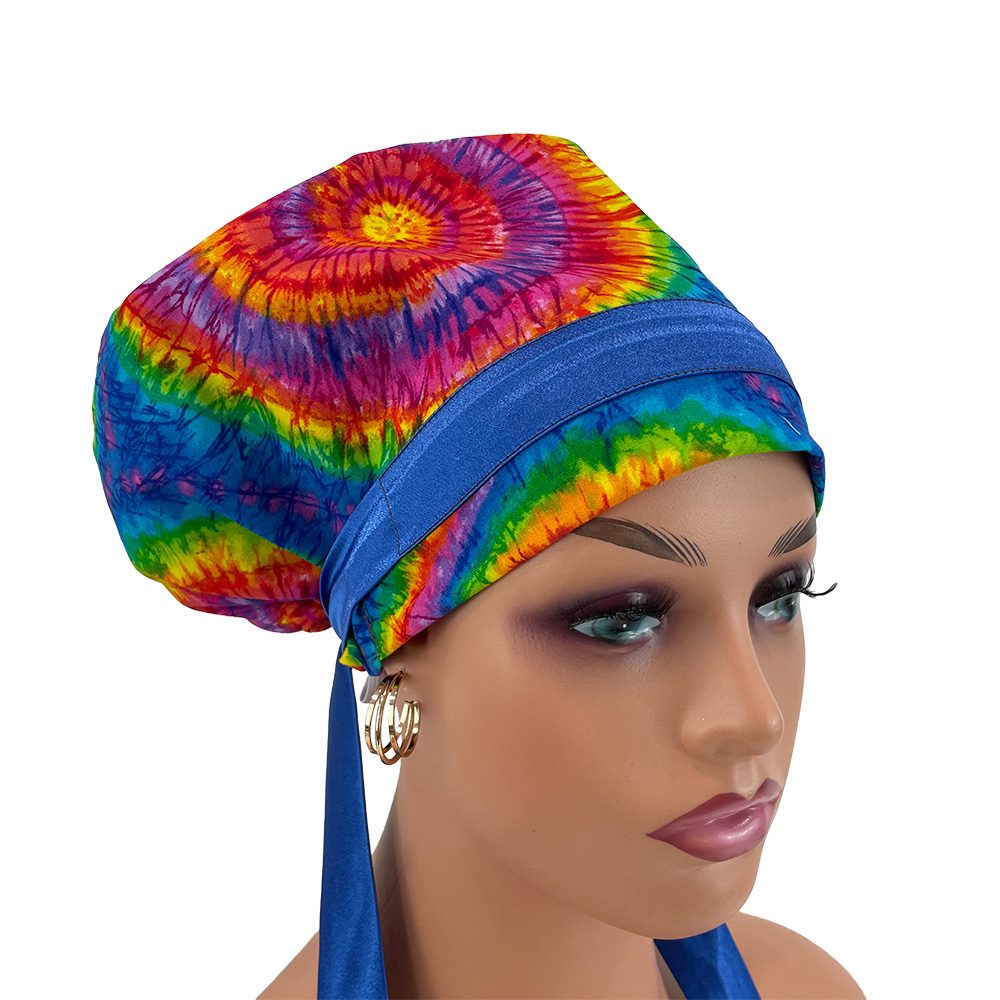 European Style Scrub Cap - Bright Spirals - Multi - Image 7
