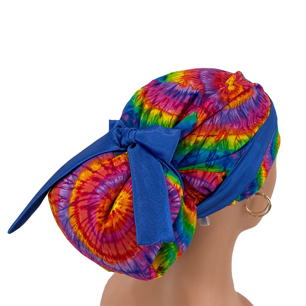European Style Scrub Cap - Bright Spirals - Multi - Image 4