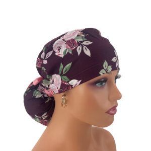 Ponytail Medical Scrub Cap – Iris Garden - Grape Purple