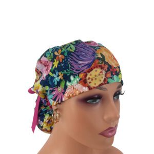 Ponytail Medical Scrub Cap –  Dahlia in Multi