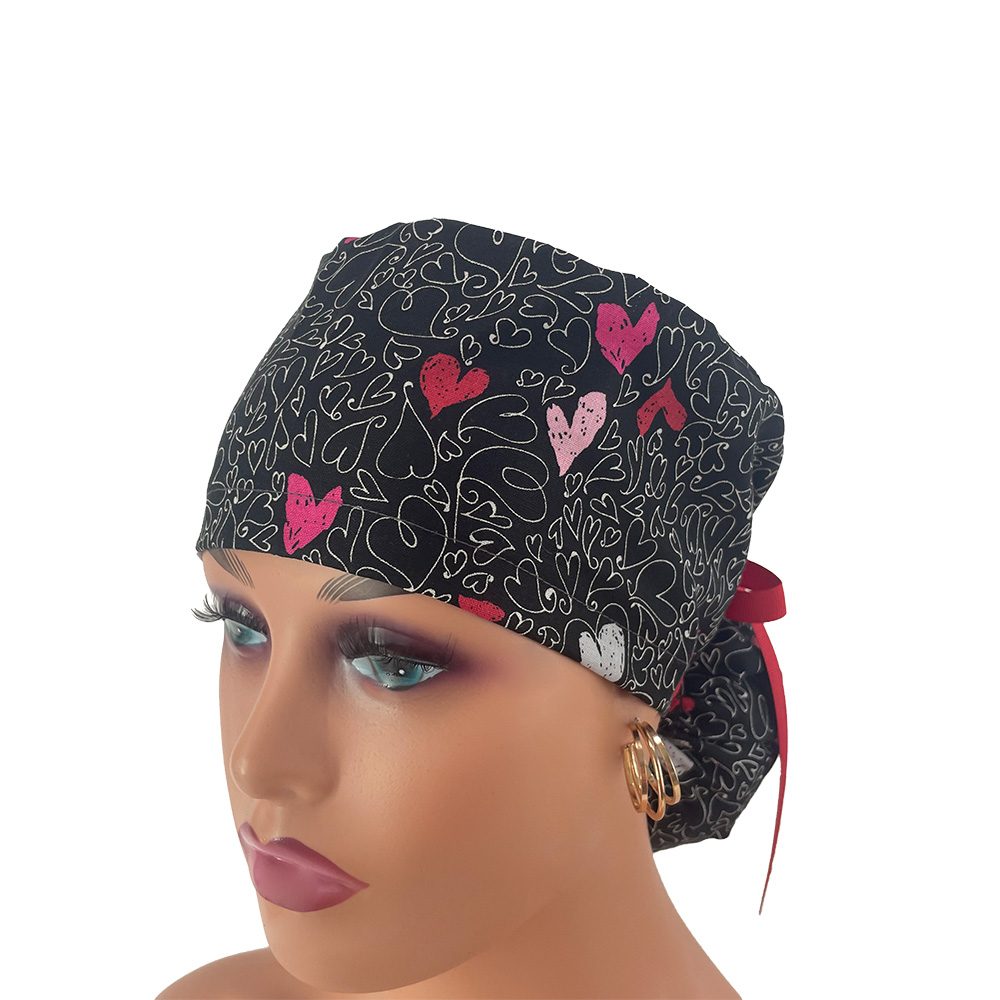 Ponytail Medical Scrub Cap – You've Got Style - Parisian Hearts - Image 2
