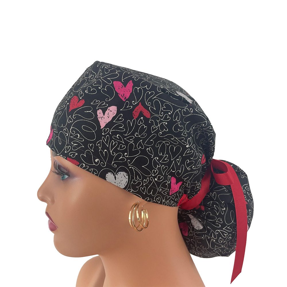 Ponytail Medical Scrub Cap – You've Got Style - Parisian Hearts - Image 3