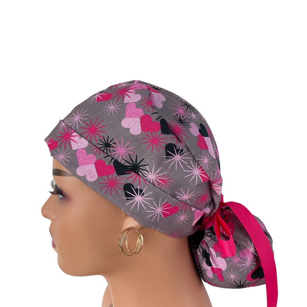 Turn Up Ponytail Medical Scrub Cap - Love and Hate - Image 3
