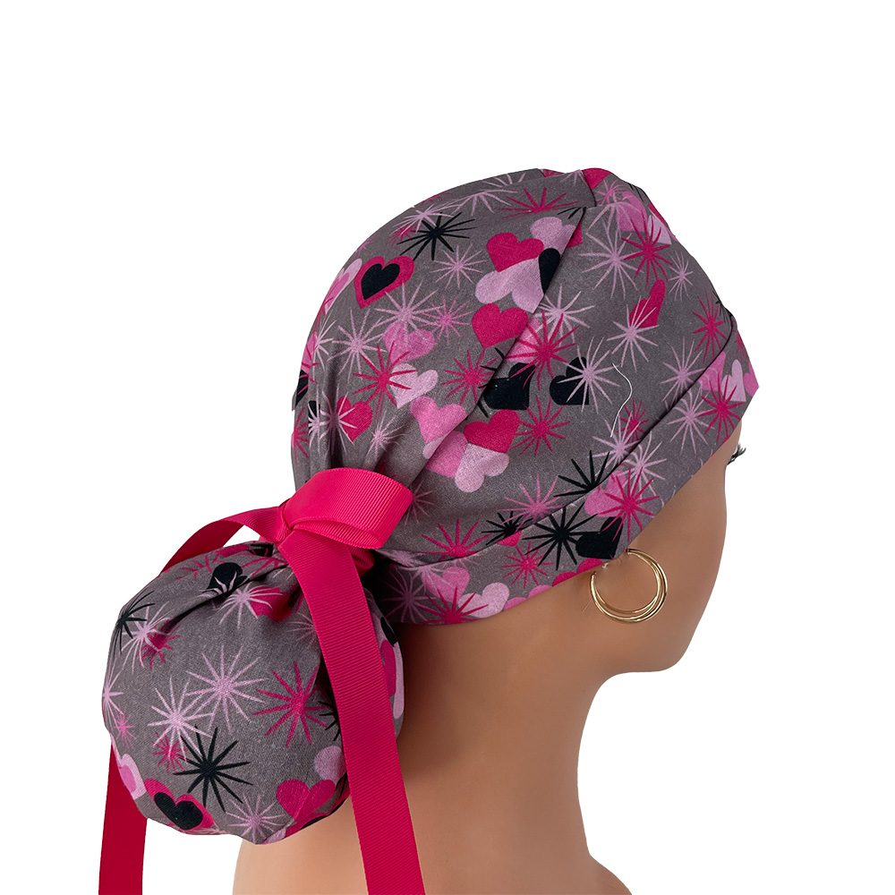 Turn Up Ponytail Medical Scrub Cap - Love and Hate - Image 6