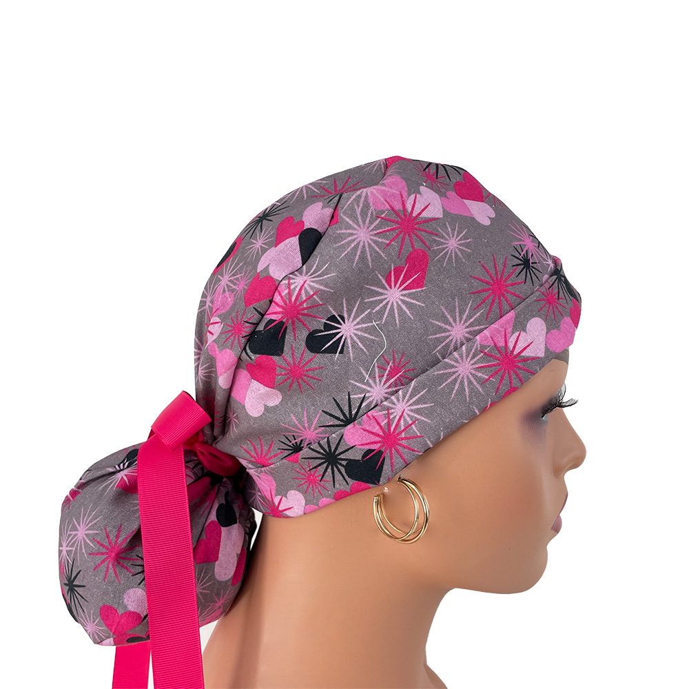 Turn Up Ponytail Medical Scrub Cap - Love and Hate - Image 7