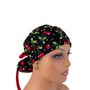 Turn Up Ponytail Medical Scrub Cap – Sweet Cherries