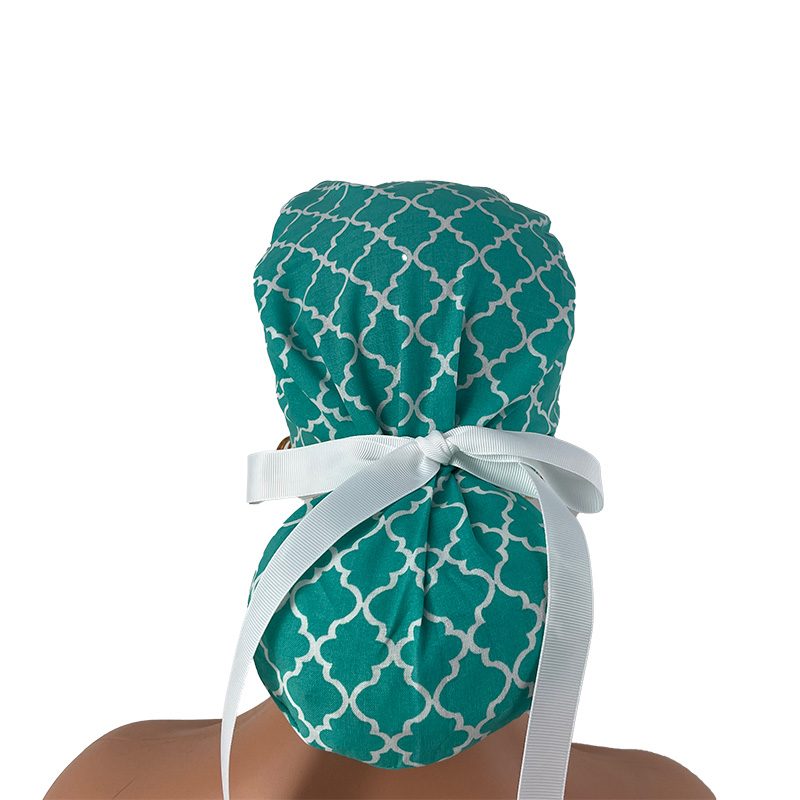 Turn Up Ponytail Medical Scrub Cap – Chevrons – Teal - Image 7