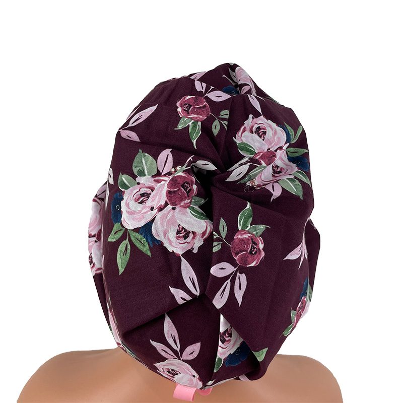 High Bun Ponytail Scrub Caps - Pink Flowers. Scrub cap, Ponytail Scrub Caps, Scrub Cap for Women, Surgical Cap, Nurse Scrub cap, Bun Scrub Cap - Image 9
