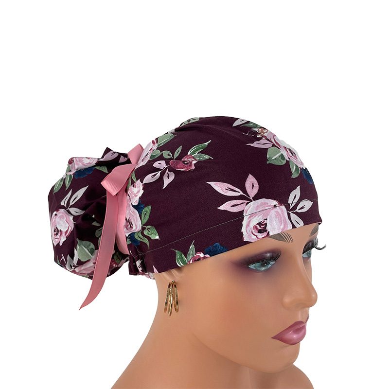High Bun Ponytail Scrub Caps - Pink Flowers. Scrub cap, Ponytail Scrub Caps, Scrub Cap for Women, Surgical Cap, Nurse Scrub cap, Bun Scrub Cap - Image 8
