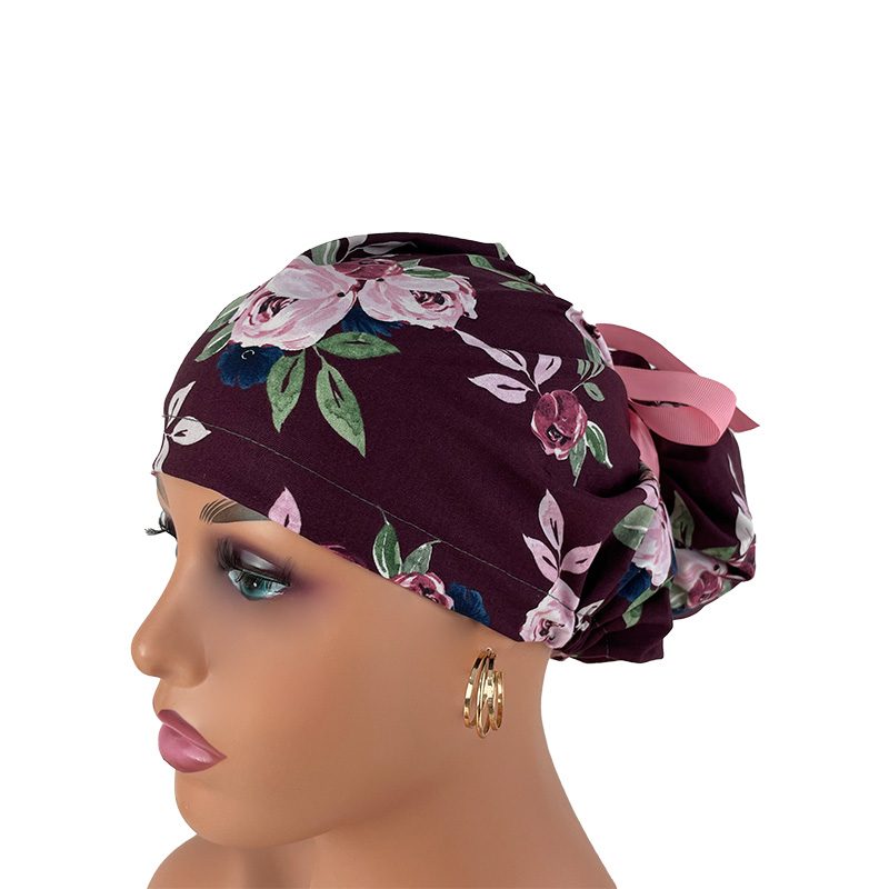 High Bun Ponytail Scrub Caps - Pink Flowers. Scrub cap, Ponytail Scrub Caps, Scrub Cap for Women, Surgical Cap, Nurse Scrub cap, Bun Scrub Cap - Image 7
