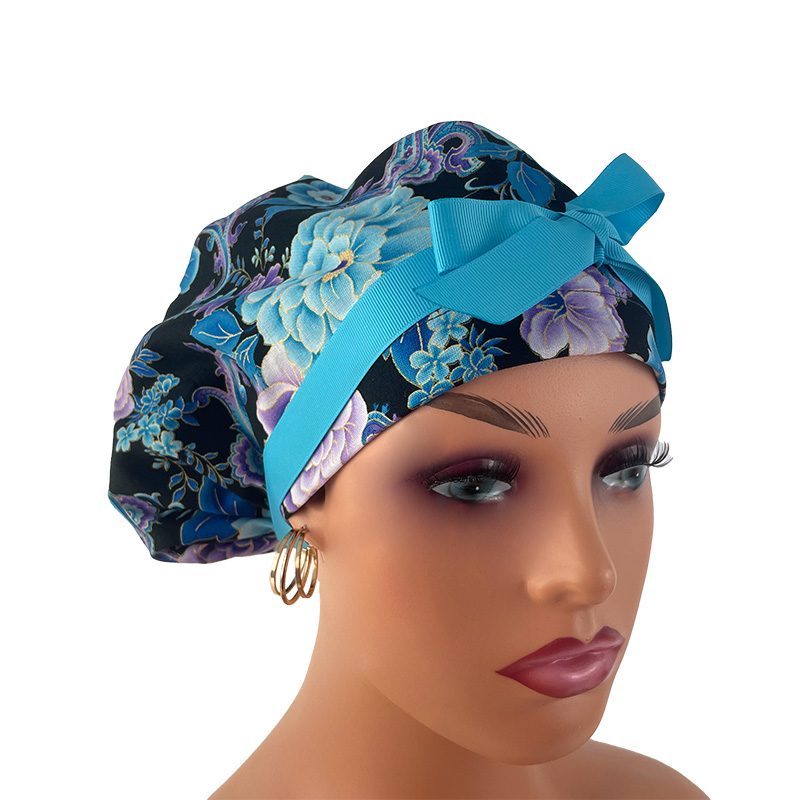 High Bun Ponytail Scrub Caps - Midnight Flowers. Scrub cap, Ponytail Scrub Caps, Scrub Cap for Women, Surgical Cap, Nurse Scrub cap, Bun Scrub Cap (Copy) (Copy) - Image 6