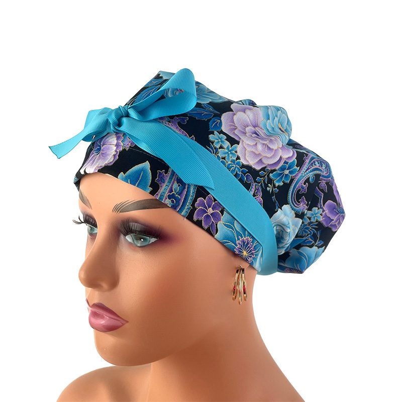 High Bun Ponytail Scrub Caps - Midnight Flowers. Scrub cap, Ponytail Scrub Caps, Scrub Cap for Women, Surgical Cap, Nurse Scrub cap, Bun Scrub Cap (Copy) (Copy) - Image 7