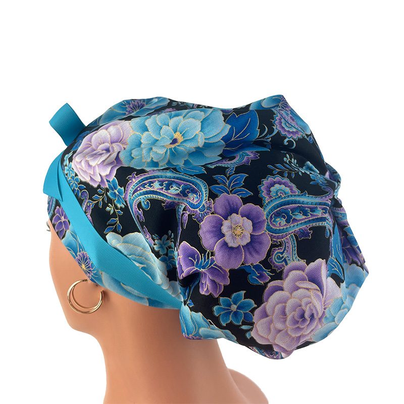 High Bun Ponytail Scrub Caps - Midnight Flowers. Scrub cap, Ponytail Scrub Caps, Scrub Cap for Women, Surgical Cap, Nurse Scrub cap, Bun Scrub Cap (Copy) (Copy) - Image 8
