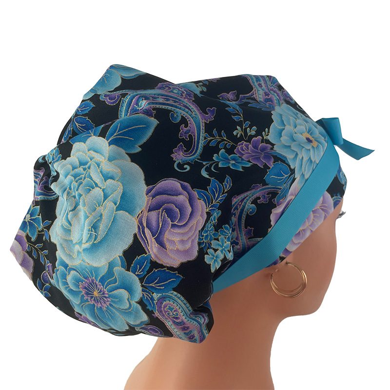 High Bun Ponytail Scrub Caps - Midnight Flowers. Scrub cap, Ponytail Scrub Caps, Scrub Cap for Women, Surgical Cap, Nurse Scrub cap, Bun Scrub Cap (Copy) (Copy) - Image 10