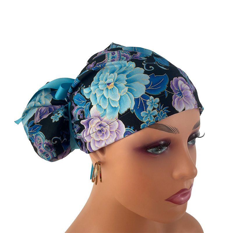 High Bun Ponytail Scrub Caps - Midnight Flowers. Scrub cap, Ponytail Scrub Caps, Scrub Cap for Women, Surgical Cap, Nurse Scrub cap, Bun Scrub Cap (Copy) (Copy) - Image 11