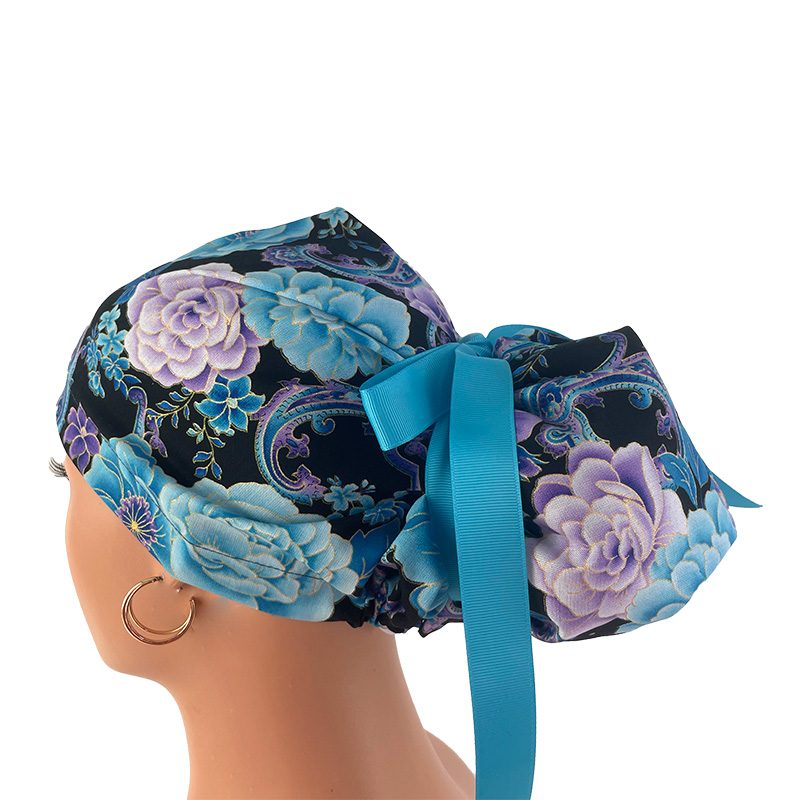 High Bun Ponytail Scrub Caps - Midnight Flowers. Scrub cap, Ponytail Scrub Caps, Scrub Cap for Women, Surgical Cap, Nurse Scrub cap, Bun Scrub Cap (Copy) (Copy) - Image 13