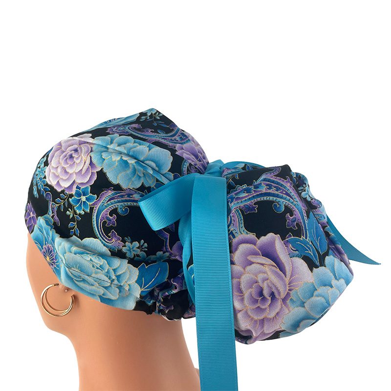 High Bun Ponytail Scrub Caps - Midnight Flowers. Scrub cap, Ponytail Scrub Caps, Scrub Cap for Women, Surgical Cap, Nurse Scrub cap, Bun Scrub Cap (Copy) (Copy) - Image 17