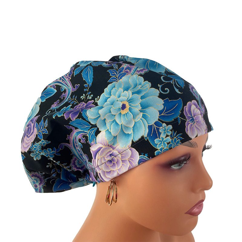 High Bun Ponytail Scrub Caps - Midnight Flowers. Scrub cap, Ponytail Scrub Caps, Scrub Cap for Women, Surgical Cap, Nurse Scrub cap, Bun Scrub Cap (Copy) (Copy) - Image 19