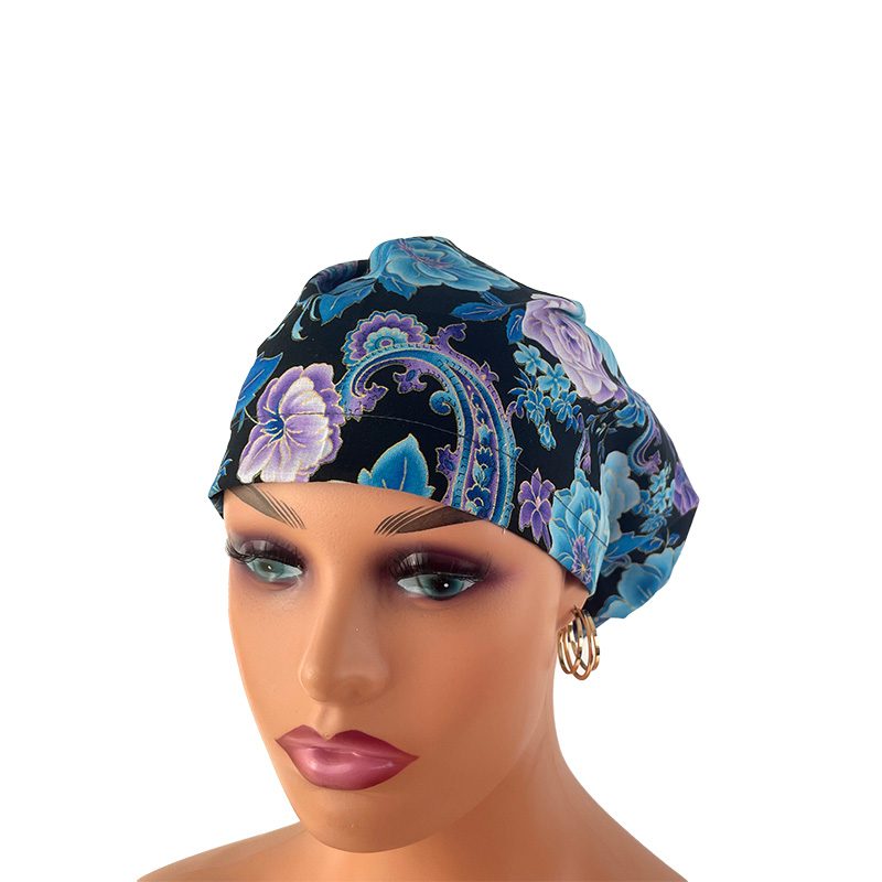 High Bun Ponytail Scrub Caps - Midnight Flowers. Scrub cap, Ponytail Scrub Caps, Scrub Cap for Women, Surgical Cap, Nurse Scrub cap, Bun Scrub Cap (Copy) (Copy) - Image 20
