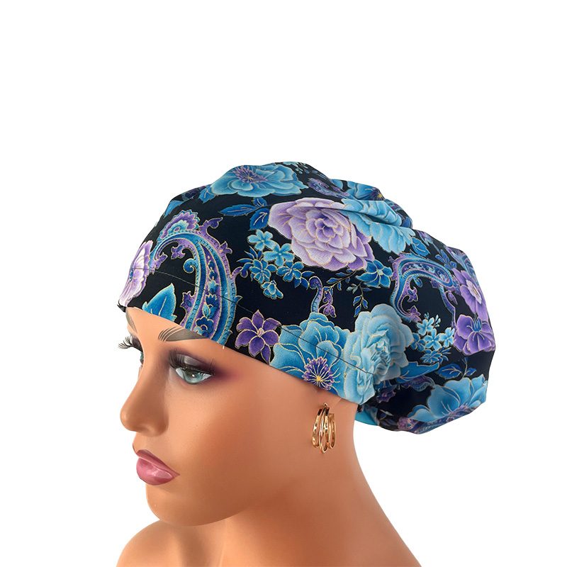 High Bun Ponytail Scrub Caps - Midnight Flowers. Scrub cap, Ponytail Scrub Caps, Scrub Cap for Women, Surgical Cap, Nurse Scrub cap, Bun Scrub Cap (Copy) (Copy) - Image 21