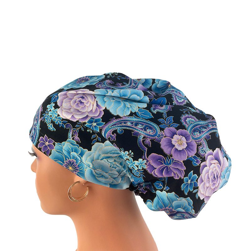 High Bun Ponytail Scrub Caps - Midnight Flowers. Scrub cap, Ponytail Scrub Caps, Scrub Cap for Women, Surgical Cap, Nurse Scrub cap, Bun Scrub Cap (Copy) (Copy) - Image 22