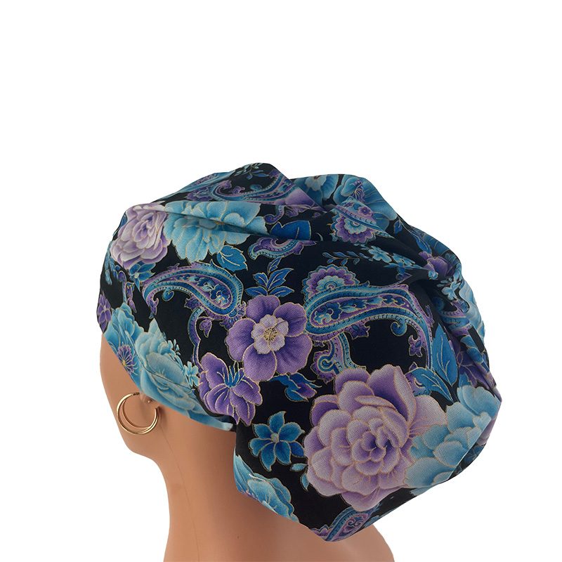 High Bun Ponytail Scrub Caps - Midnight Flowers. Scrub cap, Ponytail Scrub Caps, Scrub Cap for Women, Surgical Cap, Nurse Scrub cap, Bun Scrub Cap (Copy) (Copy) - Image 23