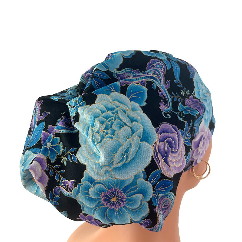 High Bun Ponytail Scrub Caps - Midnight Flowers. Scrub cap, Ponytail Scrub Caps, Scrub Cap for Women, Surgical Cap, Nurse Scrub cap, Bun Scrub Cap (Copy) (Copy) - Image 25