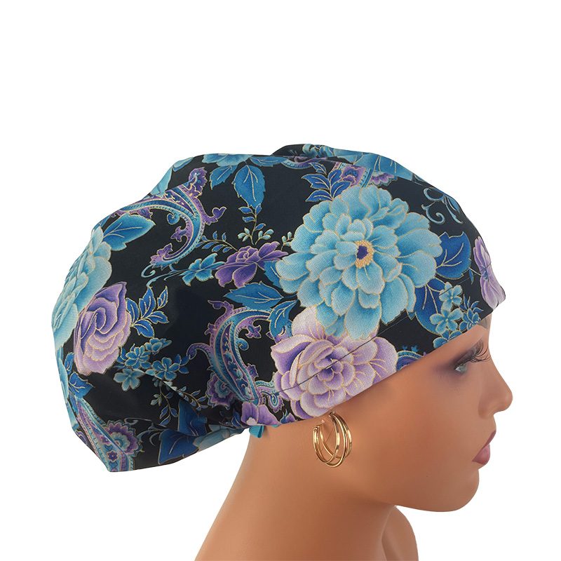 High Bun Ponytail Scrub Caps - Midnight Flowers. Scrub cap, Ponytail Scrub Caps, Scrub Cap for Women, Surgical Cap, Nurse Scrub cap, Bun Scrub Cap (Copy) (Copy) - Image 26