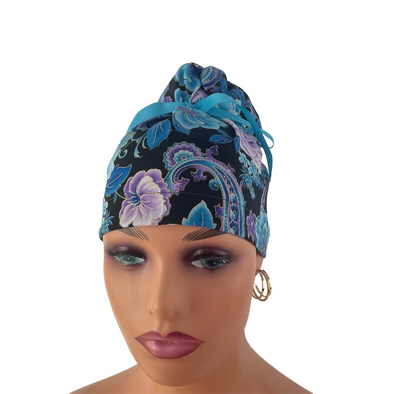 High Bun Ponytail Scrub Caps - Midnight Flowers. Scrub cap, Ponytail Scrub Caps, Scrub Cap for Women, Surgical Cap, Nurse Scrub cap, Bun Scrub Cap (Copy) (Copy) - Image 2