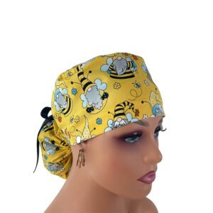 Ponytail Medical Scrub Cap – Gnomes - Honey Bees