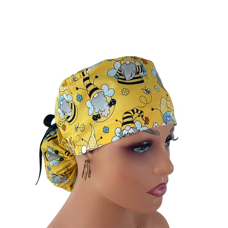 Ponytail Medical Scrub Cap – Gnomes - Honey Bees