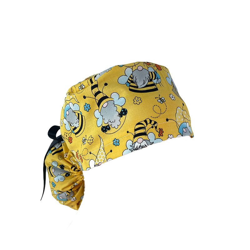 Ponytail Medical Scrub Cap – Gnomes - Honey Bees - Image 8