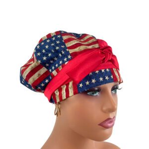European Style Scrub Cap - America The Beautiful Flag