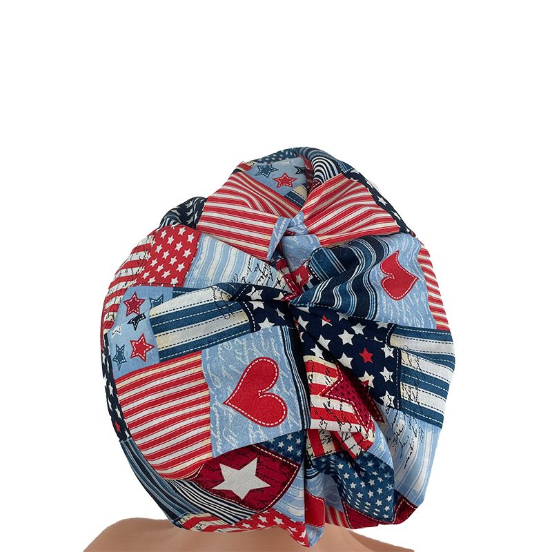 High Bun Ponytail Scrub Caps - I Love American Flags Patriotic USA. - Image 15