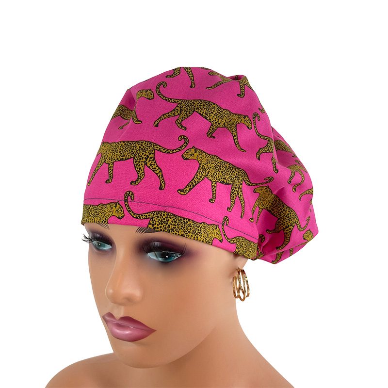 High Bun Ponytail Scrub Caps - Fine Leopards - Image 15