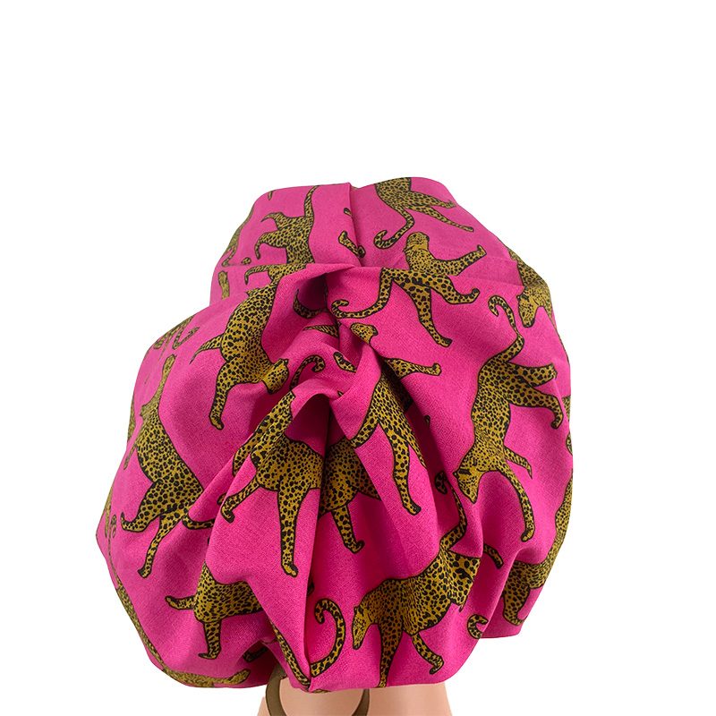 High Bun Ponytail Scrub Caps - Fine Leopards - Image 17