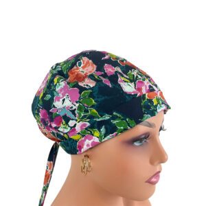 Chemo Medical Scrub Cap - Midnight Garden