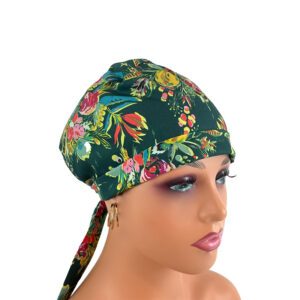 Chemo Medical Scrub Cap - Flower Green