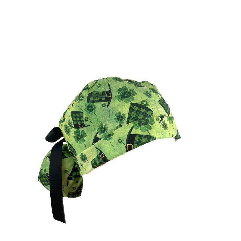 Turn Up Ponytail Medical Scrub Cap. Leprechaun Hats - Image 9