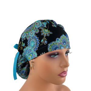 Ponytail Medical Scrub Cap – Persian Medallions