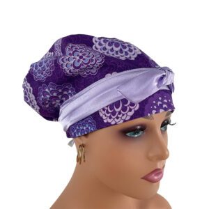European Style Scrub Cap - Floral Dreams-Purple II